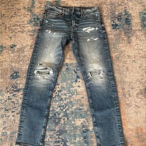 American Eagle Dark Washed Distressed Jeans